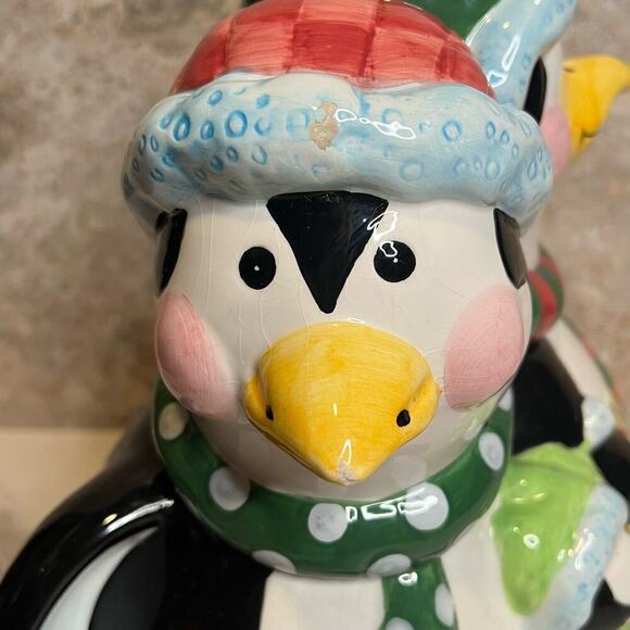 Vintage Mercuries Penguin Family Ceramic Cookie Jar Christmas Holiday Winter - Picture 7 of 9